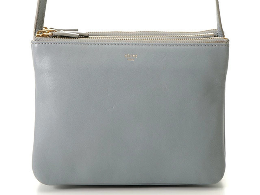 Celine Trio Bag Shoulder Blue Gray Calfskin